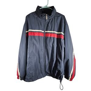 Tek‎ Gear Windbreaker Men's Jacket Navy Blue Full Zip Hood in Collar Size M